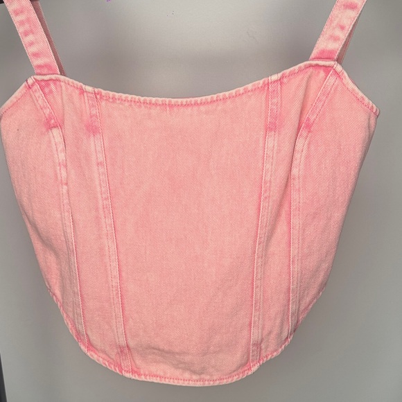 NWT DYLN Pink Denim Corset Top - Picture 3 of 6